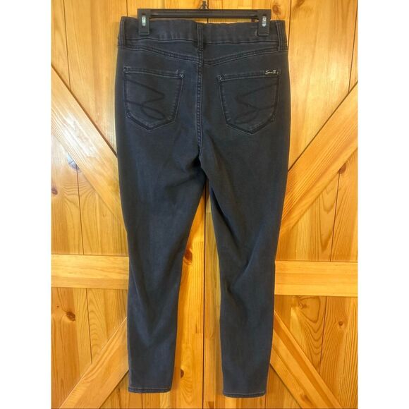 Seven7 Jeans Womens 8 Black Distressed Tummyless High Rise Skinny Stretch (5849) - Picture 4 of 8